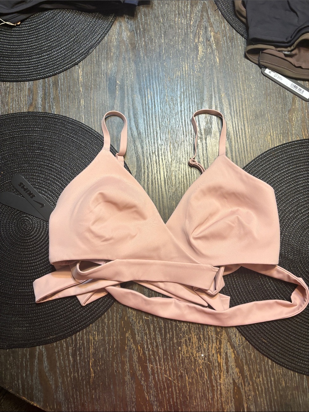 SKIMS/Nike Matte surplice Pink Wrap Bralette large Himalayan pink